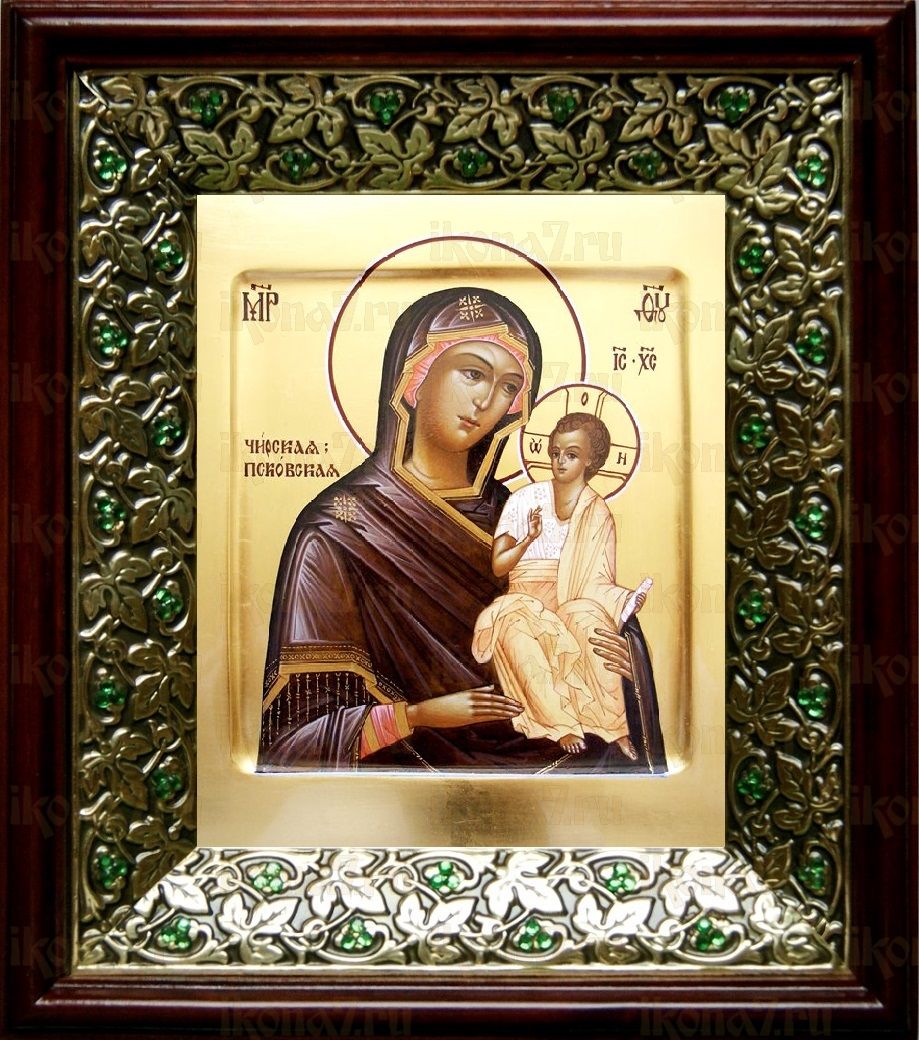 Чирская (Псковская) икона Божьей Матери (21х24), киот со стразами