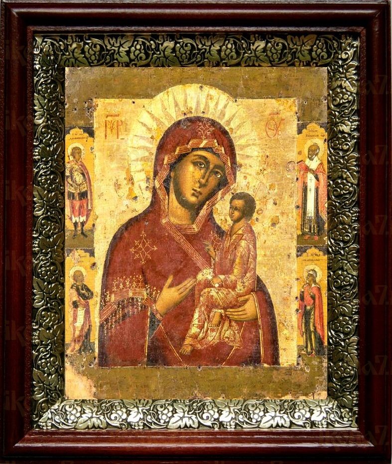 Югская икона Божьей Матери (19х22), темный киот