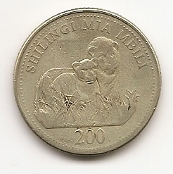 Львы 200 шиллингов(Регулярный выпуск) Танзания 1996