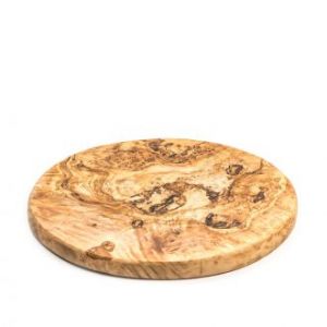 Деревянная разделочная доска для кухни и подачи блюд из оливкового дерева круглая 26 см (Тунис) Олива313
