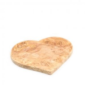 Деревянная разделочная доска для кухни и подачи блюд из оливкового дерева в виде сердца 20 см (Тунис) Олива319