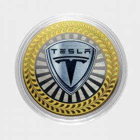 10 РУБЛЕЙ Tesla  ЦВЕТНАЯ ЭМАЛЬ - СЕРИЯ АВТОМОБИЛИ МИРА - АМЕРИКАНСКИЕ