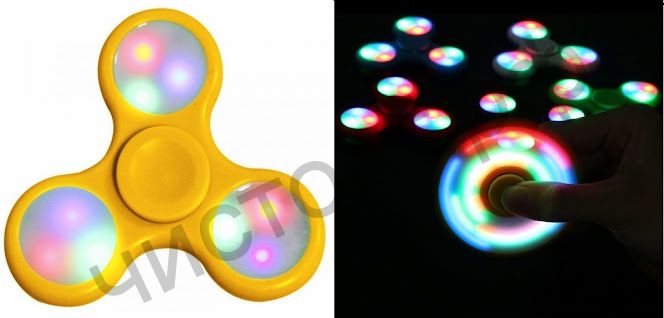 Спиннер игрушка- антистресс HC-10 (жёлтый) LED пластик подсветка