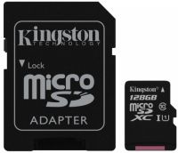Карта памяти Kingston microSD Class 10 128 GB+SD адаптер