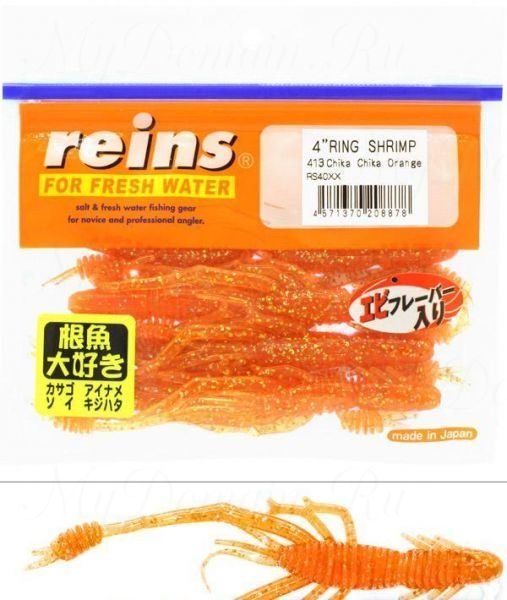 Приманка рак Reins Ring Shrimp 4", в уп. 8шт.#413 Chika Chika Orange