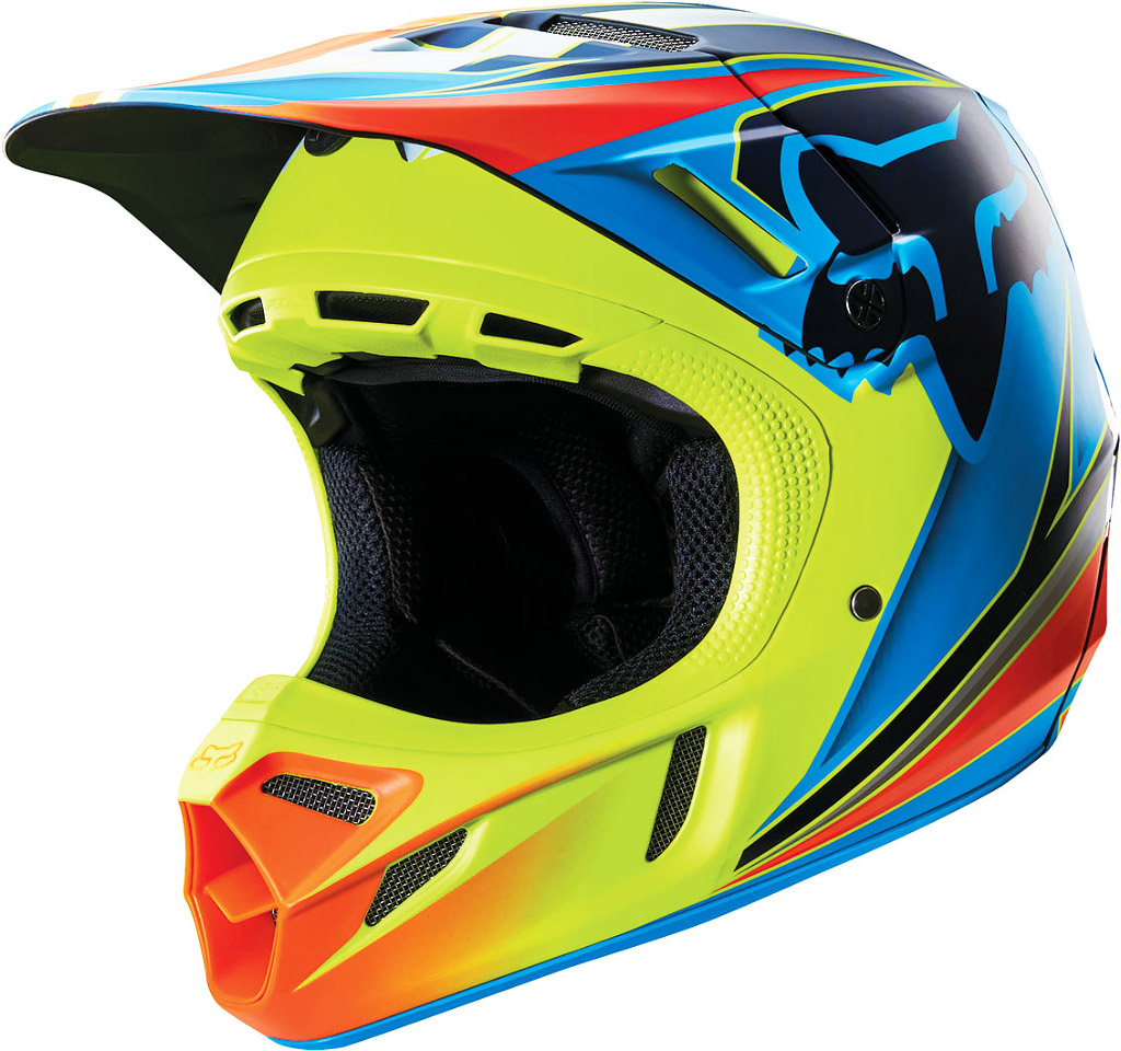 Fox V4 Race шлем, сине-желтый