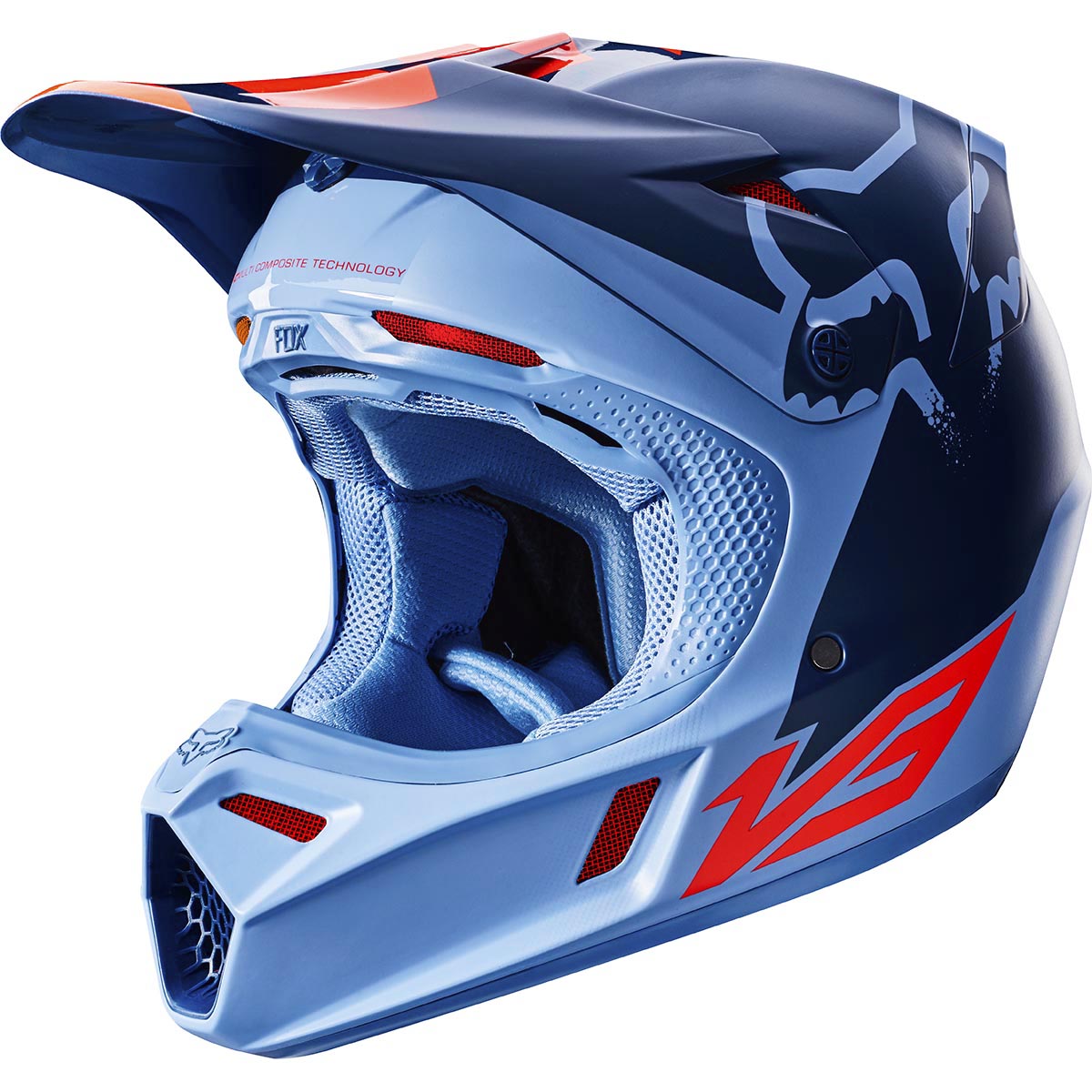 Fox V3 Libra шлем, оранжево-синий
