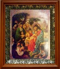 Иисус Христос и дети (19х22), светлый киот