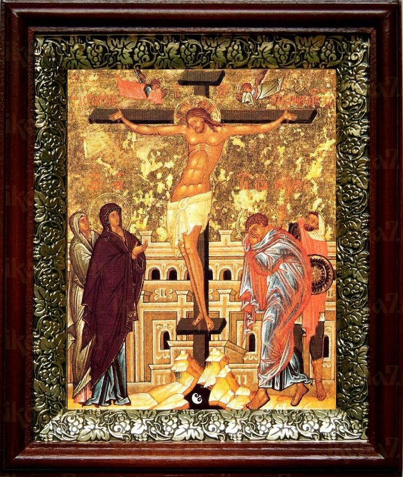 Распятие Христа (19х22), темный киот