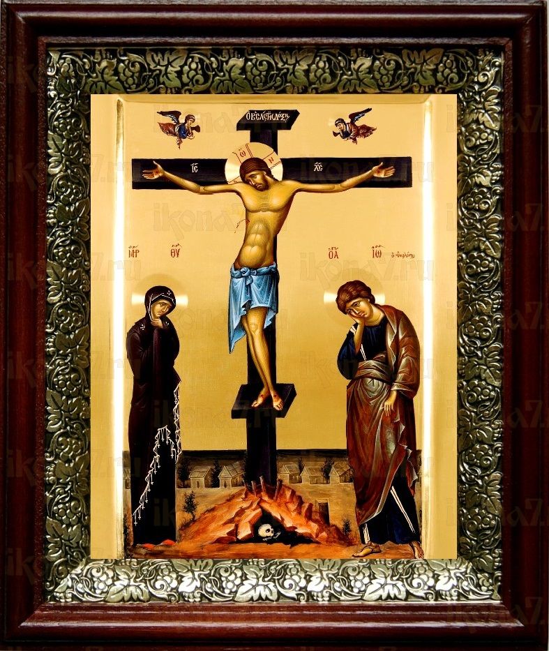 Распятие Христа (19х22), темный киот