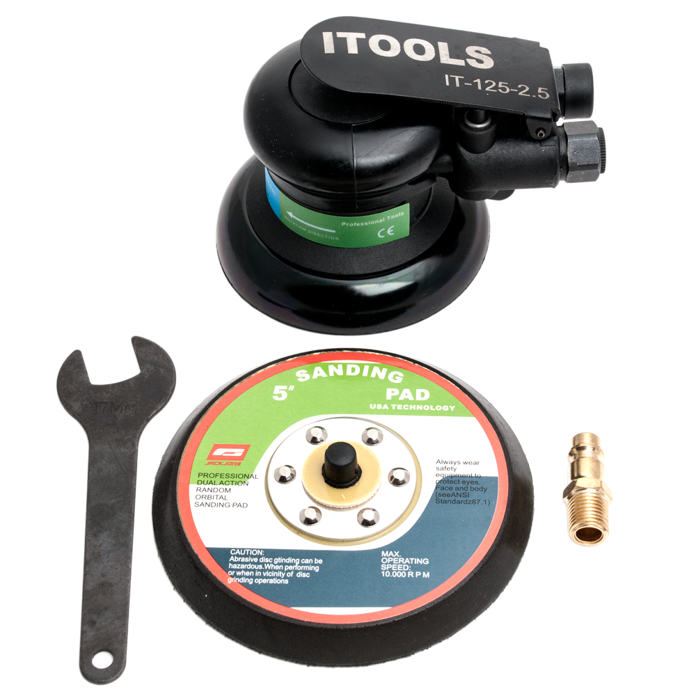 Itools IT-125-2,5 Машинка шлифовальная пневматическая Itools, орбита 2,5мм, подложка 125мм без отверстий