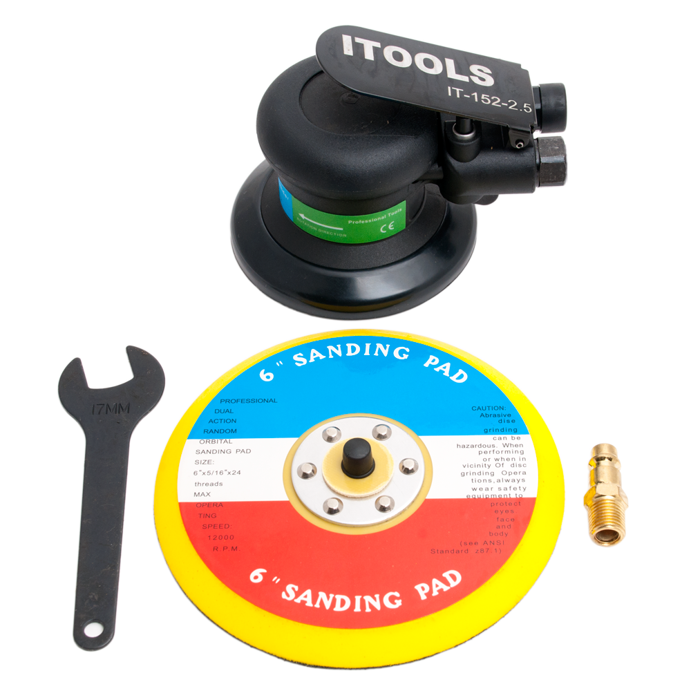 Itools IT-152-2,5 Машинка шлифовальная пневматическая Itools, орбита 2,5мм, подложка 152мм без отверстий