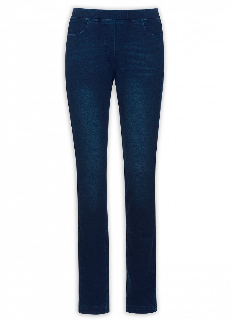 Женские брюки-джеггинсы темно-синего цвета на размер М
