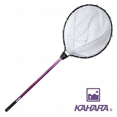 Подсак для форели KAHARA, прозрачная резина, обруч D-45см,рукоятка-70см - фиолетовая.(KHR-HOOP-PRPL)