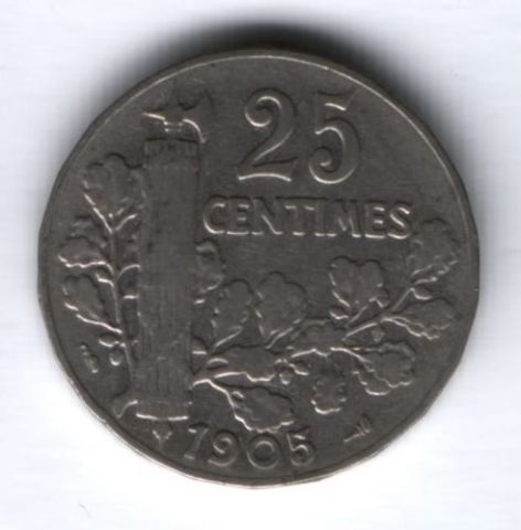 25 сантимов 1905 г. Франция