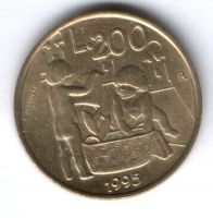 200 лир 1995 г. Сан-Марино