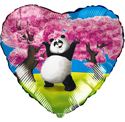 Милая панда под сакурой шар фольгированный с гелием