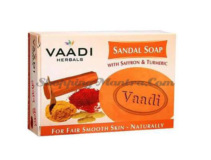 Отбеливающее мыло для лица Сандал&Шафран &Турмерик Вади (Vaadi Sandal&Saffron&Turmeric Soap)
