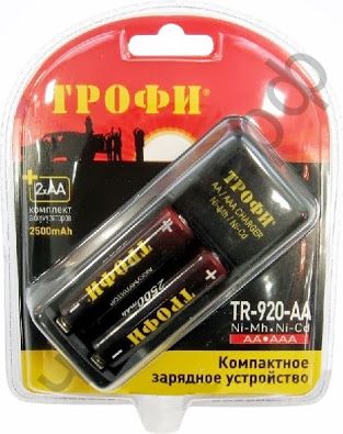 Заряд.уст-во ТРОФИ TR-920 AA компактное + 2 аккум.R6 2500mAh зарядное устройство BL-1 Распродажа !!!