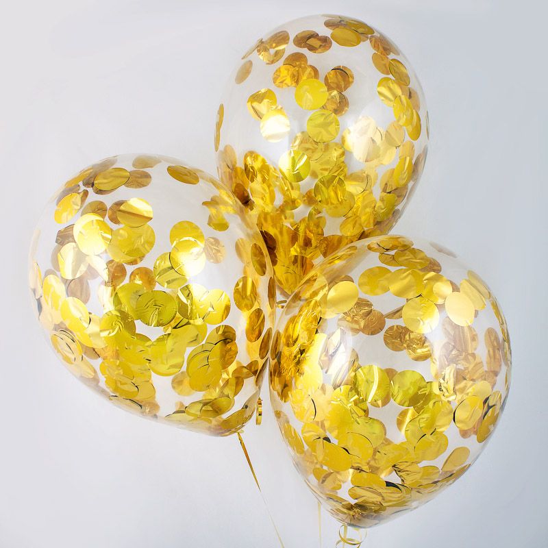 Гелиевый шар с конфетти золото