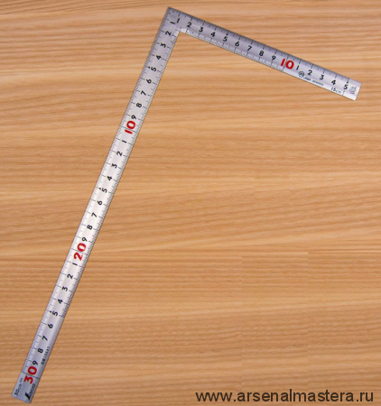 Угольник столярный плоский Shinwa фигурный профиль 300 х 150 мм отсчёт нижней шкалы - от наружнего угла М00013221