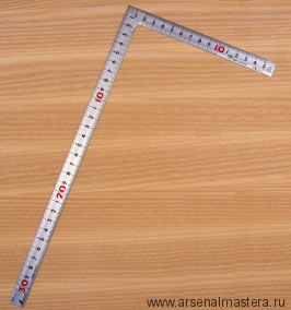 Угольник столярный плоский Shinwa фигурный профиль 300 х 150 мм отсчёт нижней шкалы - от наружнего угла М00013221