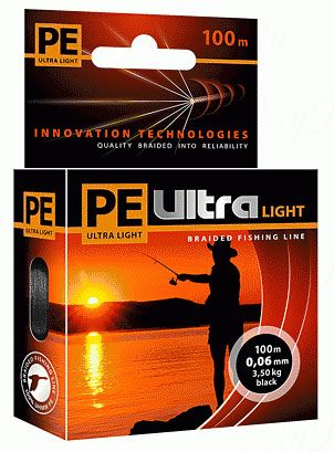 Плетеный шнур AQUA PE ULTRA Light  100m black, 0.10mm