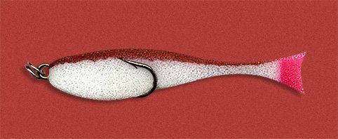 Рыбка поролоновая 6см на двойнике бело-корич.