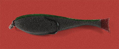 Рыбка поролоновая 6см на двойнике серо-зеленая