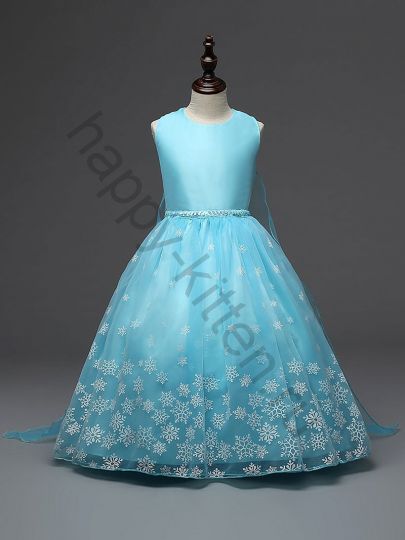 Пышное платье со шлейфом принцессы Эльзы  на рост 125-130