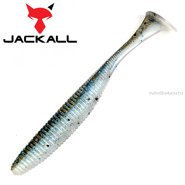 Мягкая приманка Jackall Rhythm Wave 3,8" / упаковка 7 шт / цвет:  bluegill/pearl white