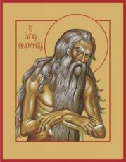 Онуфрий Великий (рукописная икона)
