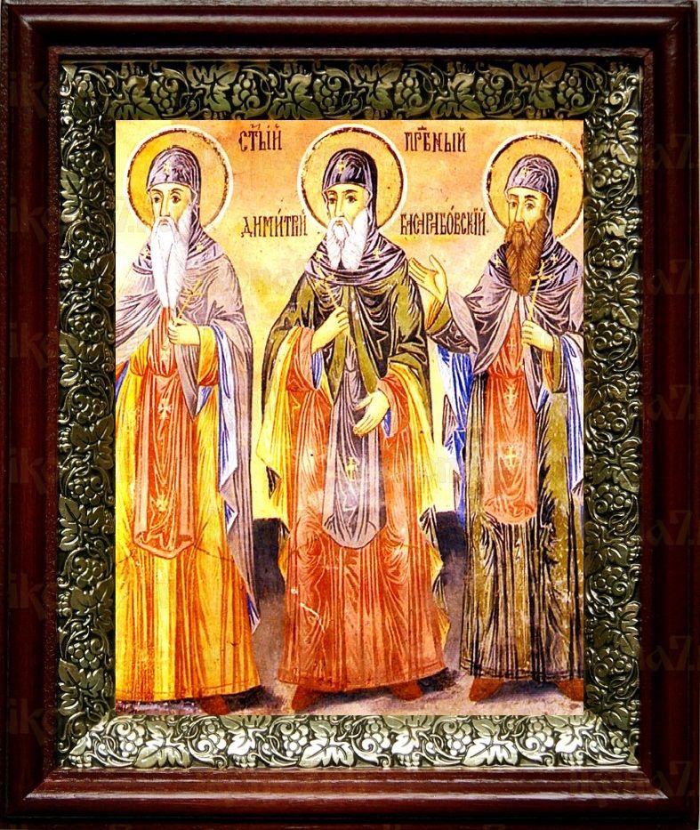 Иоанн, Димитрий и Феодосий Бесарбовские (19х22), темный киот