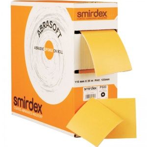 Smirdex P150 Абразивная бумага на поролоновой основе в рулоне с перф. SMIRDEX 135 Abrasoft, 115 мм x 125мм x 25 м