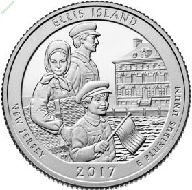 39-й квотер Парк США 25 центов 2017 Национальный монумент острова Эллис P,D UNC