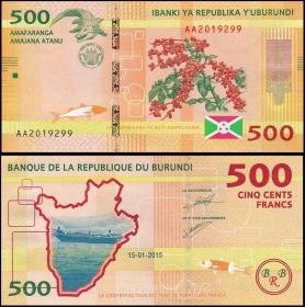 Бурунди 500 франков 2015 пресс UNC
