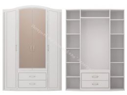 Шкаф для одежды с ящиками (с зеркалом) Виктория  Белый глянец