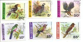 Птицы Африки Либерия 1979  6 марок (гашенные)