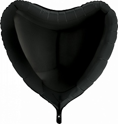 Большое черное сердце шар фольгированный с гелием