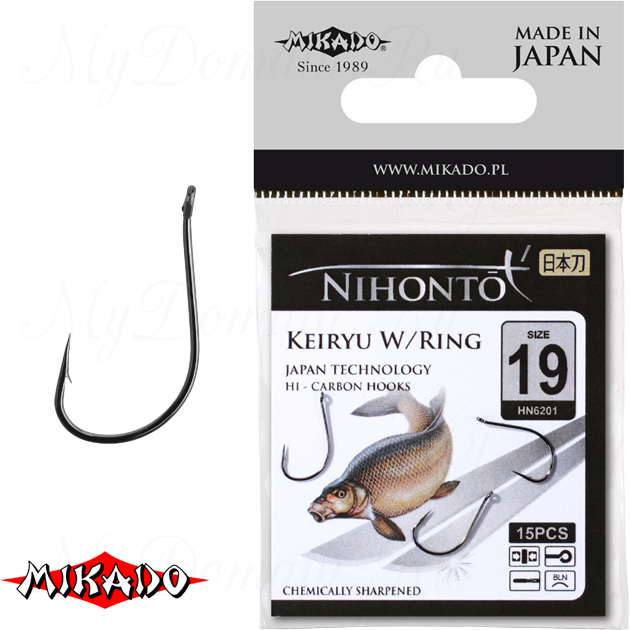 Крючки Mikado NIHONTO - KEIRYU W/RING № 15 BN (с ушком) уп.=14 шт., упак