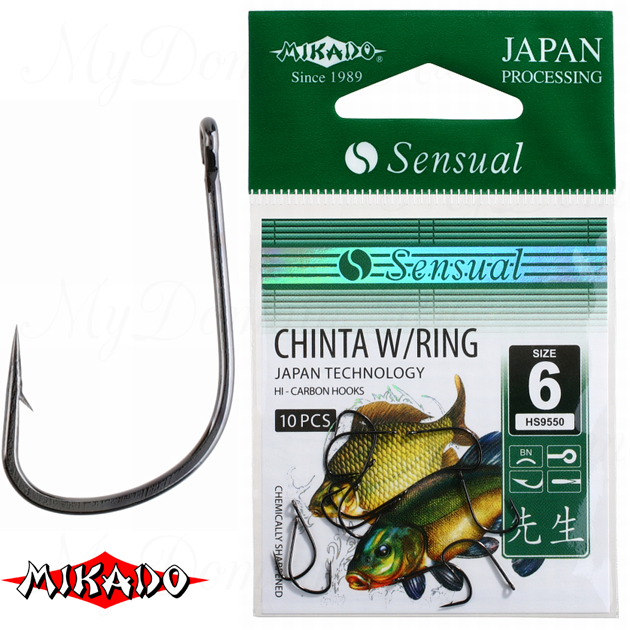 Крючки Mikado SENSUAL - CHINTA W/RING № 10 BN (с ушком) уп.=10 шт., упак