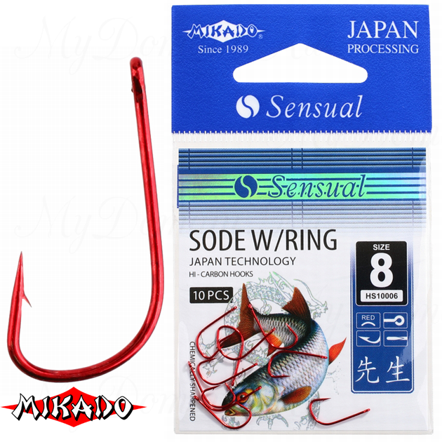 Крючки Mikado SENSUAL - SODE W/RING № 10 RED (с ушком) уп.=10 шт., упак