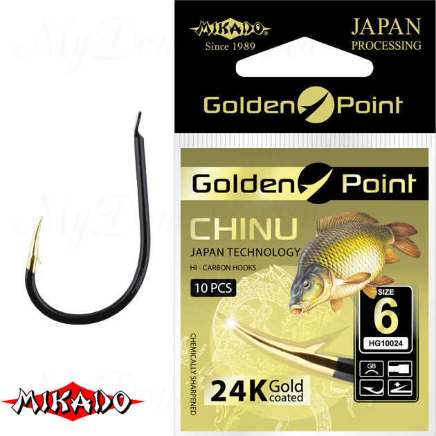 Крючки Mikado GOLDEN POINT - CHINU № 10 GB (с лопаткой) уп.=10 шт., упак