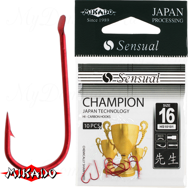 Крючки Mikado SENSUAL - CHAMPION № 10 RED (с лопаткой) уп.=10 шт., упак