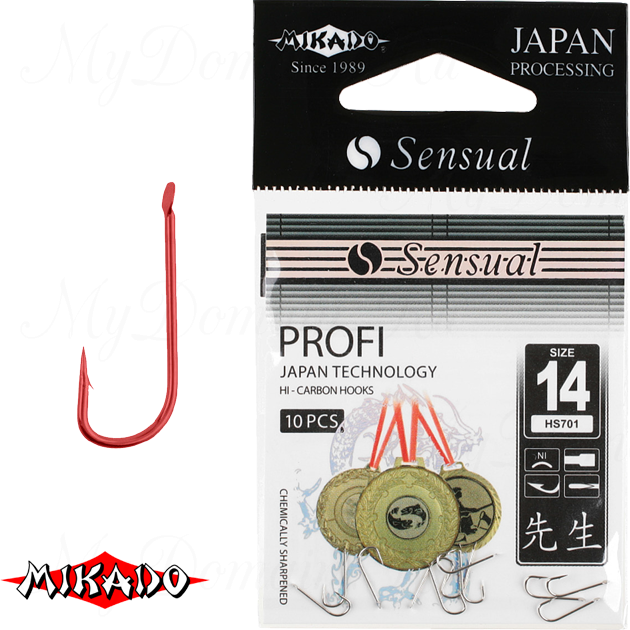 Крючки Mikado SENSUAL - PROFI № 24 RED (с лопаткой) уп.=10 шт., упак