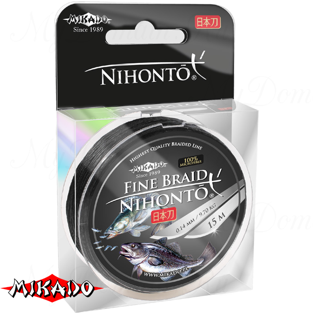 Плетеный шнур Mikado NIHONTO FINE BRAID 0,12 black (15 м) - 8.80 кг., шт
