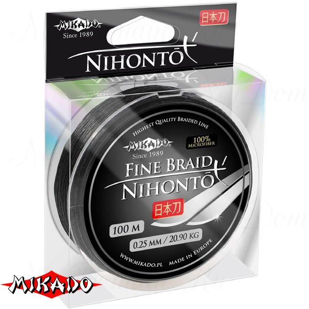 Плетеный шнур Mikado NIHONTO FINE BRAID 0,06 black (100 м) - 3,25 кг., шт