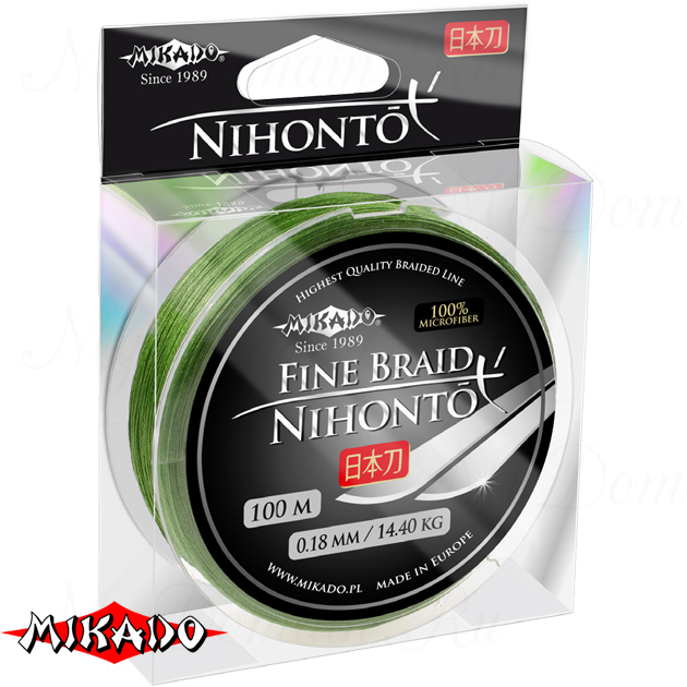 Плетеный шнур Mikado NIHONTO FINE BRAID 0,12 green (100 м) - 8,80 кг., шт