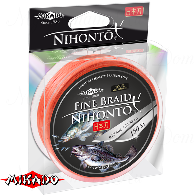 Плетеный шнур Mikado NIHONTO FINE BRAID 0,16 orange (100 м) - 12,50 кг., шт