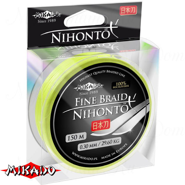 Плетеный шнур Mikado NIHONTO FINE BRAID 0,10 fluo (150 м) - 7.70 кг., шт